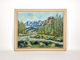 Ölgemälde Alpine Landschaft mit Wildbach