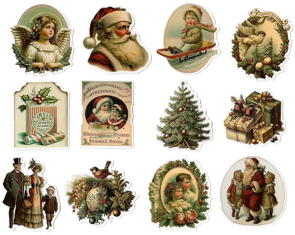 Aufkleber: Nostalgische Weihnachtssticker, Vintage, 12 Stk. Set 2 – Neu und originalverpackt aus Zollikofen von Blackie