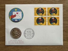Schweiz - 1999 Sonderbrief mit 20 FR GEDENKMÜNZE SILBER  150