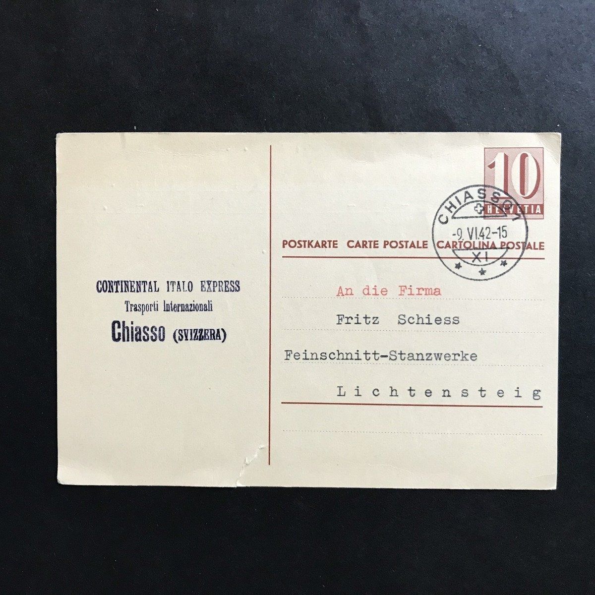 Tutti i francobolli: Ziffer auf Postkarte gest CHIASSO9.VI.42 – Usato da Uitikon Waldegg venduto da Gooddeal05