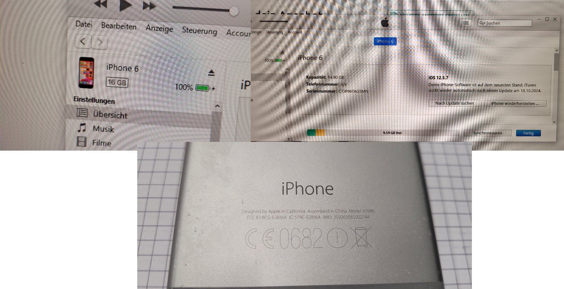 Apple Handys / Smartphones: Apple Iphone 6 / A1586 / 16 GB / iOS 12.5.7 / #129 – Gebraucht aus Adlikon b.Regensdf von ChriZ86 1