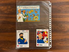 Tintin Hergé sticker 1984  et carte postale