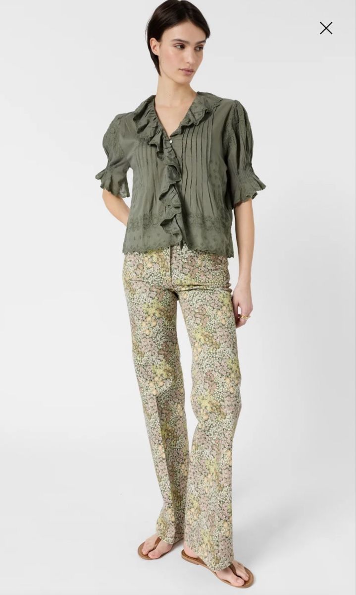 Sezane Top: Neu Gerard Darel Boho Designer Top Oliv  – Nuovo e nell'imballaggio originale da Zürich venduto da Swissair1234 2