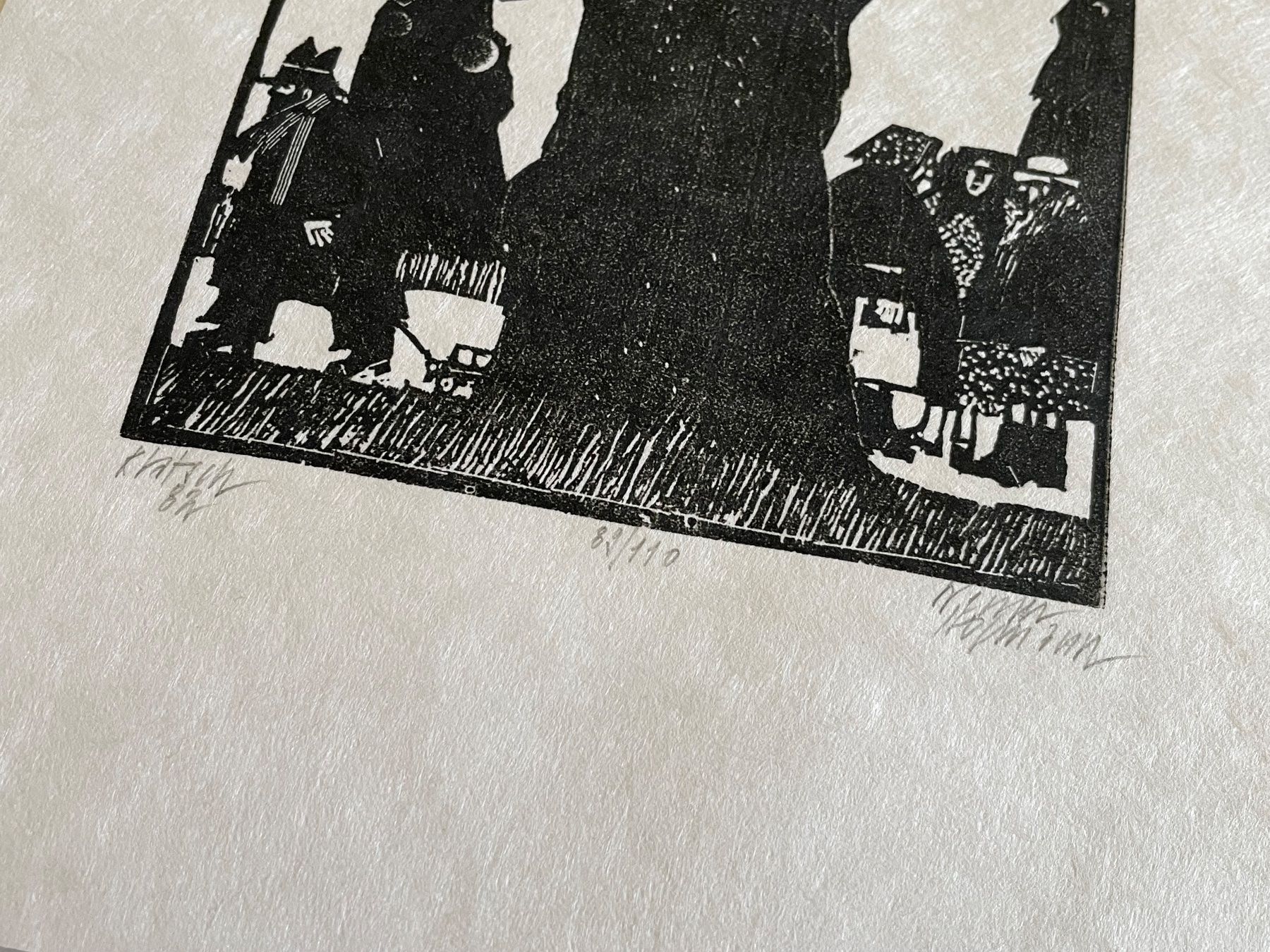 Xilografie: Werner Hofmann Holzschnittdruck - Klatsch 82 – Usato da Zürich venduto da plumita 1