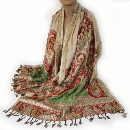 Damenschal Schal Viskose Paisley Pashmina 200x70 Beige 517