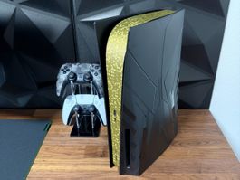Playstation 5 Disk Edition Schwarz Gold + 2 Controller