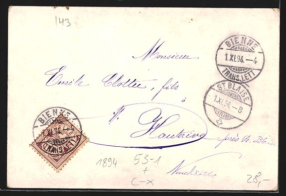 Cartes postales: Vorläufer-Lithographie Biel /Bienne, 18 – D'occasion à Berlin par bartko-reher 1