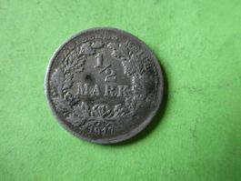 Dt. Reich 1917 F, 1/2 Silbermark