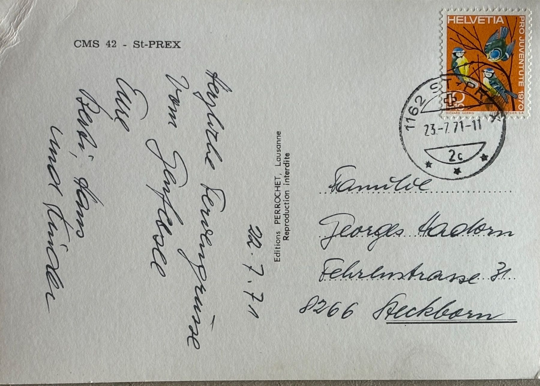 Cartoline postali: Saint-Prex, 1971 – Usato da Frauenfeld venduto da Merk52 1