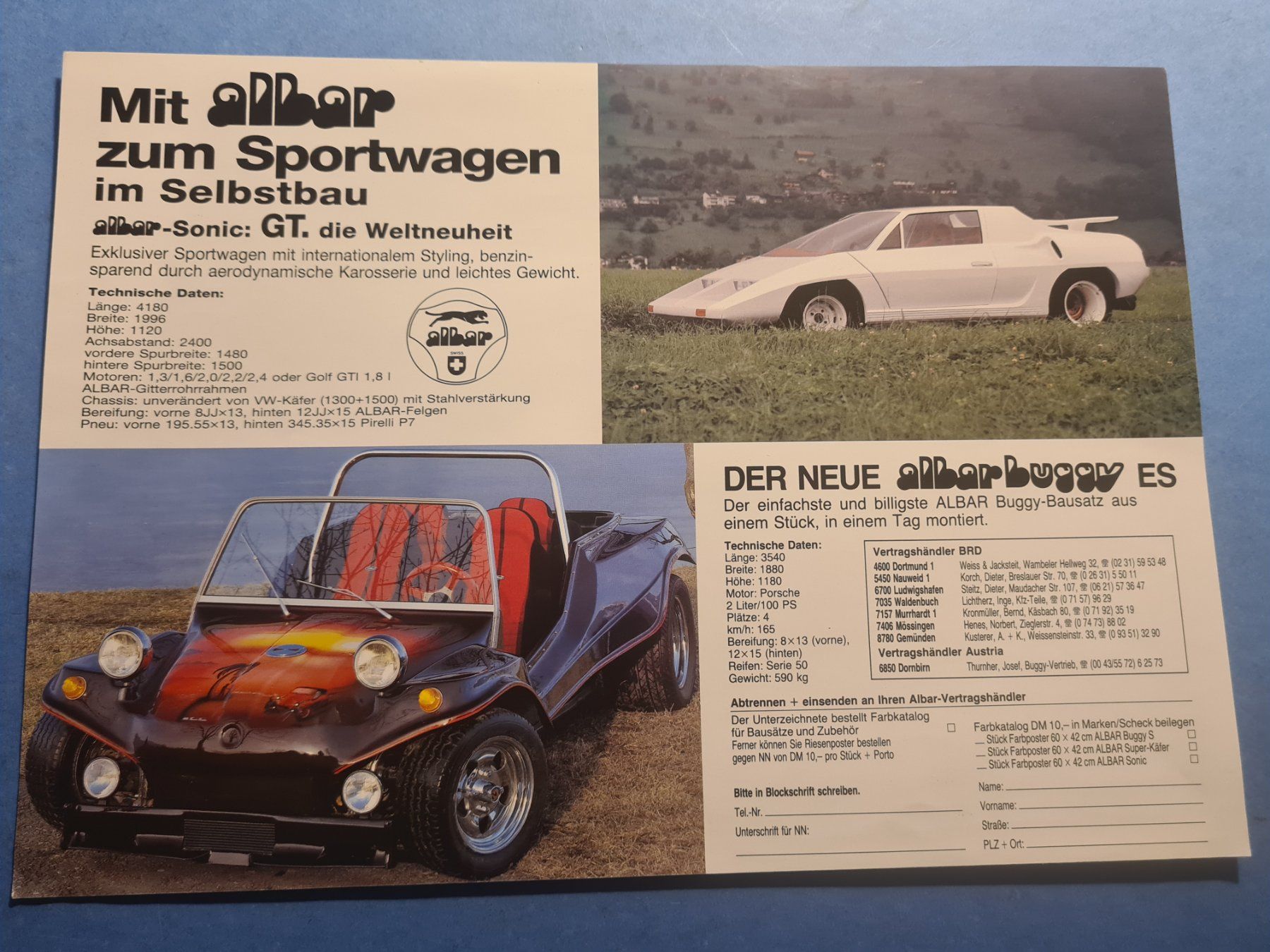 VW Documenti: ALBAR BUGGY VW KAFER PROSPECTUS VINTAGE – Usato da Bellevue venduto da BURGOLMANIA