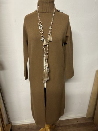 Damen lang Strick Pulli mit Schlitz Kleid s/m braun