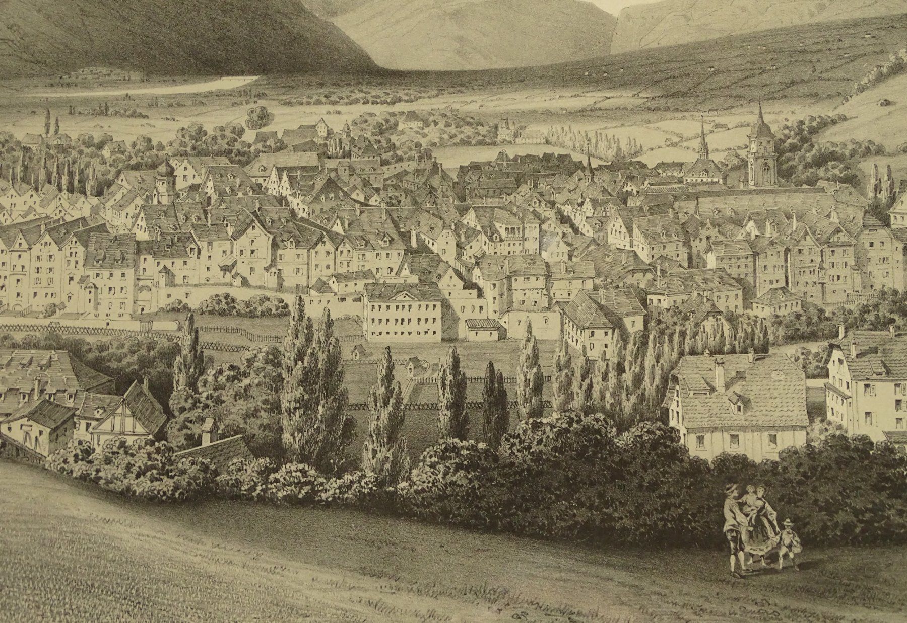Stiche: CHUR, LITHOGRAPHIE VON DU MONCEL UM 1840 – Gebraucht aus Grüningen von Kartensammler 2