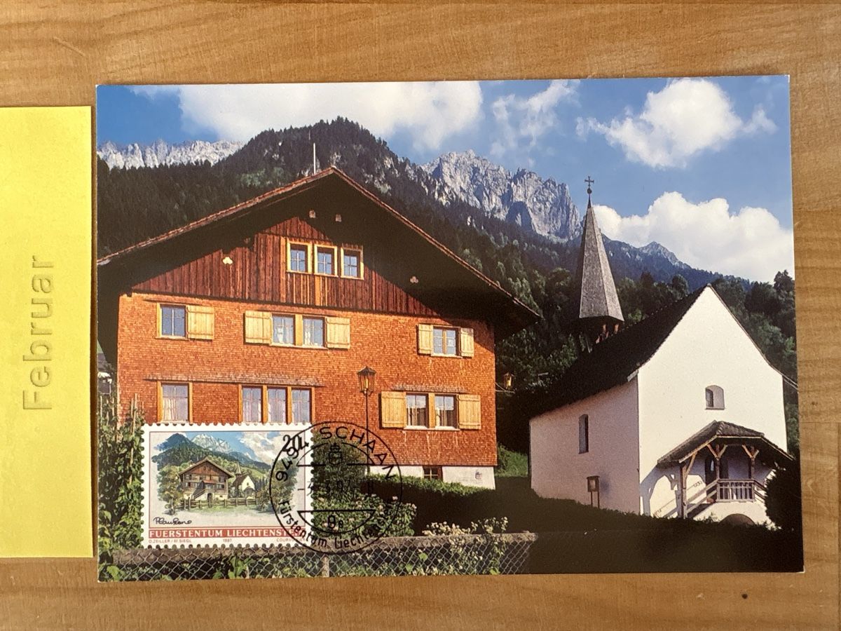 Cartoline postali: AK mit Briefmarke von Liechtenstein Planken – Usato da Rümlang venduto da Kartenpost1