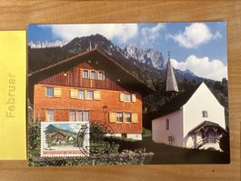 AK mit Briefmarke von Liechtenstein Planken