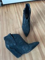 Ankle Boots Wedge Western  Suede Ash in Isabel Marant Style