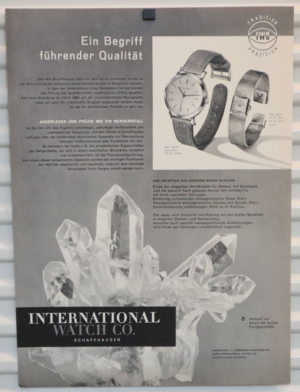 Foto & Immagini: Orig. Werbung IWC Uhren / Merlino – Usato da Eschenbach SG venduto da Astalavista