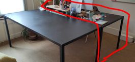 Design-/Arbeitstisch: Stahlgestell + Linoleum-Deckblatt