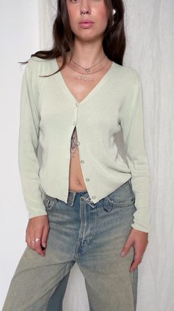 Vintage silk pistachio colour cardigan 