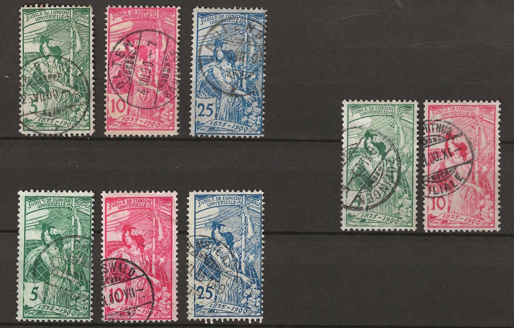 Alle Briefmarken: 1900 : Nr. 77 - 79, Typ A, B + C : KP 240.-- – Gebraucht aus Gümligen von Geniusbuy