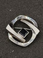 Vintage 925er Silber Brosche mit Natur Onyx Top