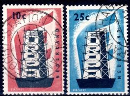 NIEDERLANDE 1956 GERÜST 2 EUROPAMARKEN GESTEMPELT - DD148