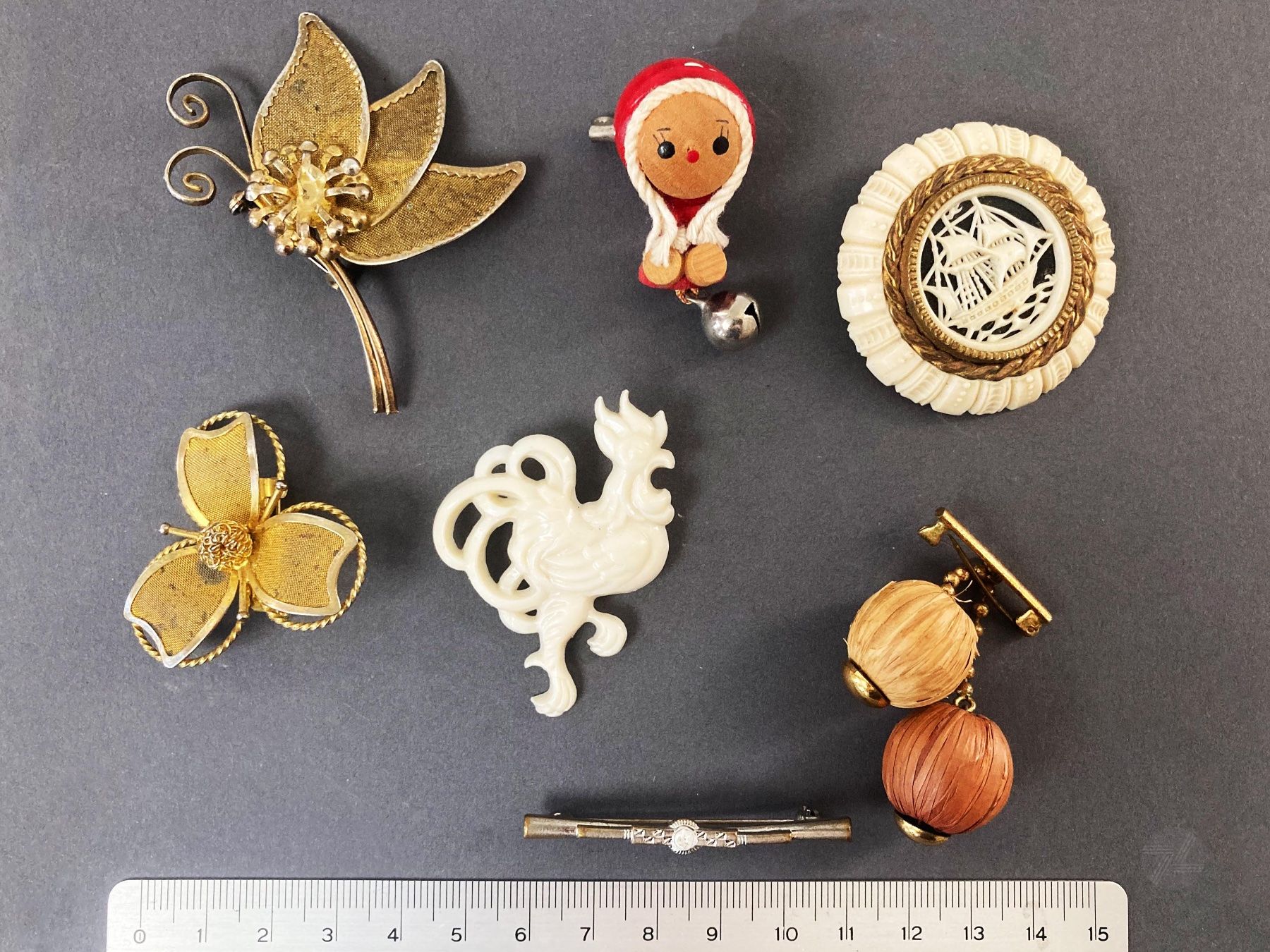 Spille & Fermagli: Vintage Modeschmuck Anstecknadel Brosche Set Mix 6x – Usato da Wetzikon ZH venduto da cyan74