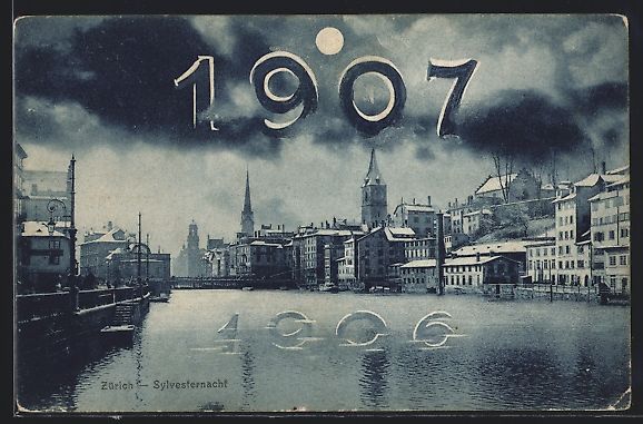 Cartes postales: Zürich, Uferpartie bei Mondschein, Sylv – D'occasion à Berlin par bartko-reher