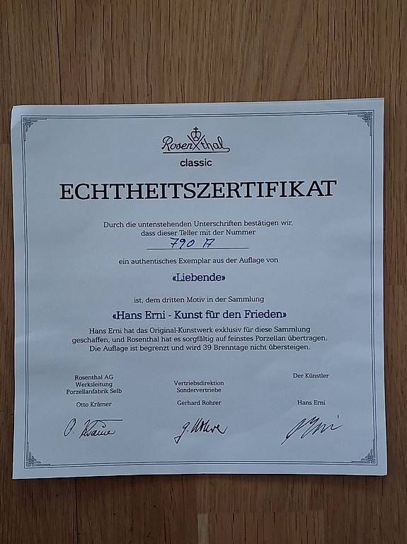 Piatti: Hans Erni Sammelteller Liebende & Mutterliebe – Usato da Sissach venduto da tigibloch99 2