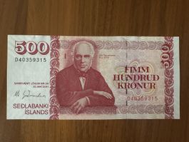 Island / Iceland 500 Kroner 2001 Bankfrisch