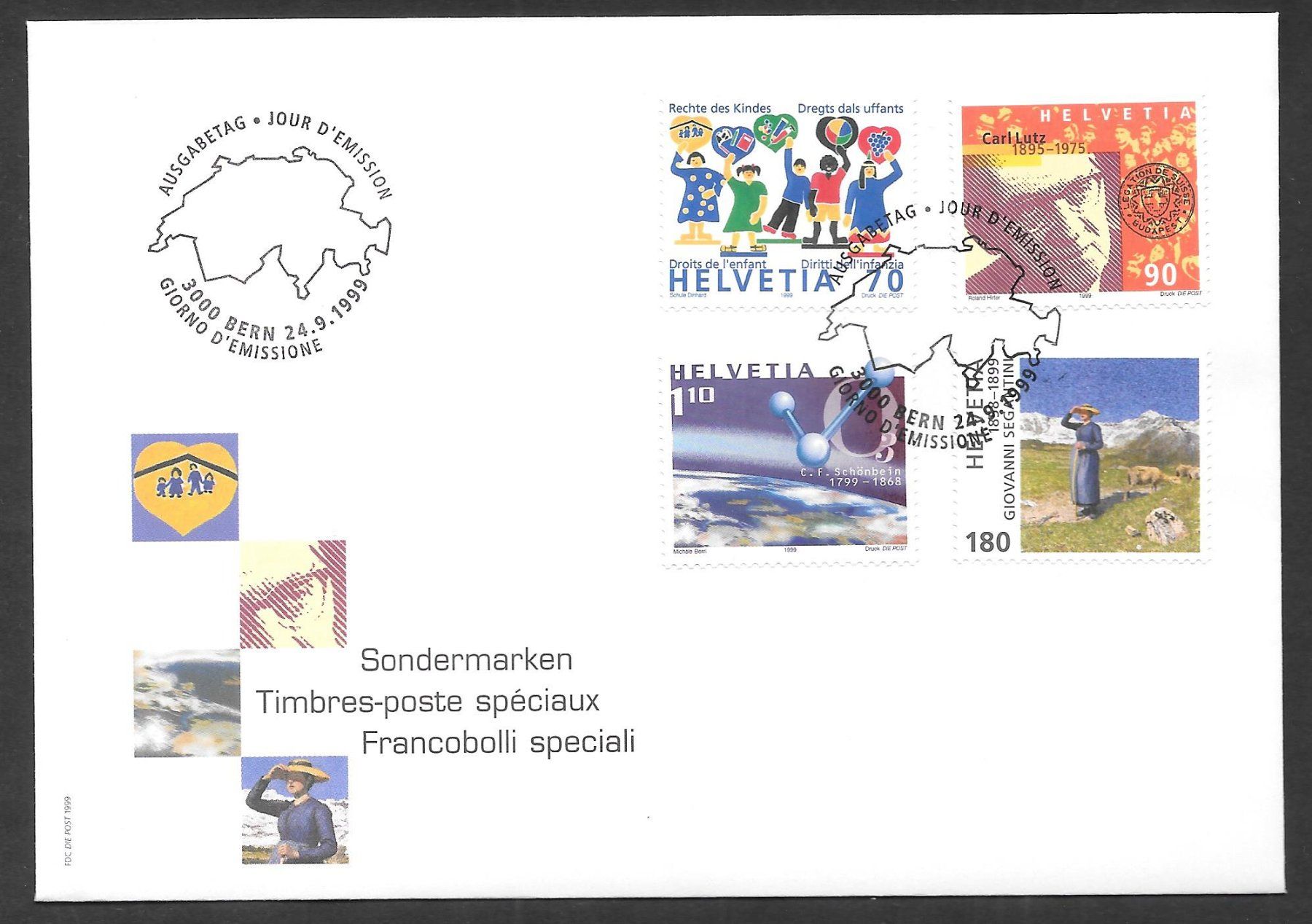 Tutti i francobolli: FDC Serie 979-982 Sondermarken ET 24.9.1999 – Nuovo (secondo la descrizione) da Olten venduto da clotaldi