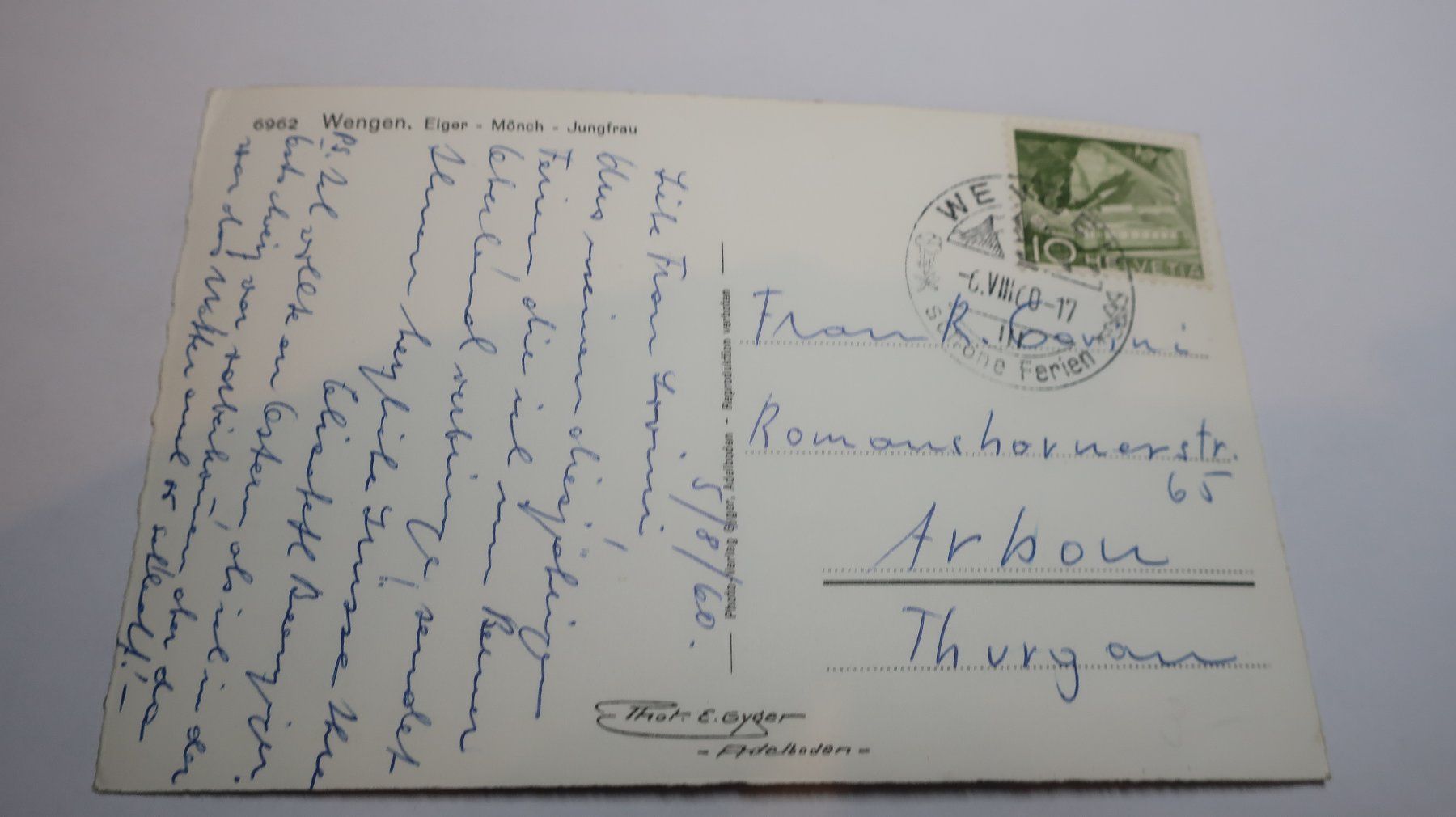 Cartes postales: Wengen - Eiger - Mönch - Jungfrau  1960 – D'occasion à Cormoret par Pascalll2001 4