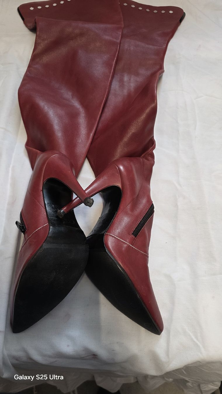 Scarpe da uomo: Patrick Cox Leder Overknee Stiefel Rot Gr. 40 – Usato da Hittnau venduto da Beblue33 2