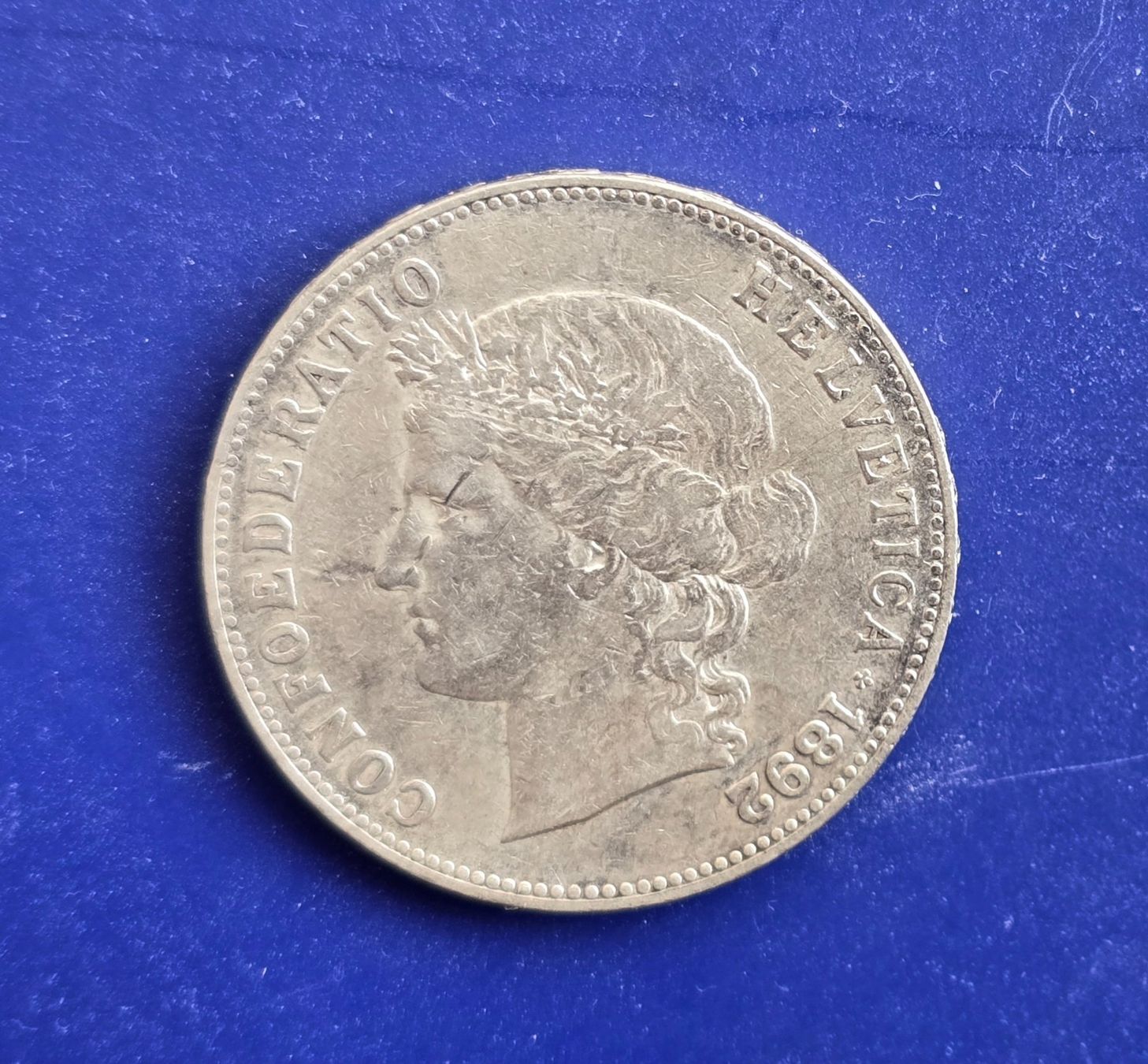 Tutti le monete: Silber Schweiz 5 Fr. 1892 B – Usato da Winterthur venduto da Cruiser3