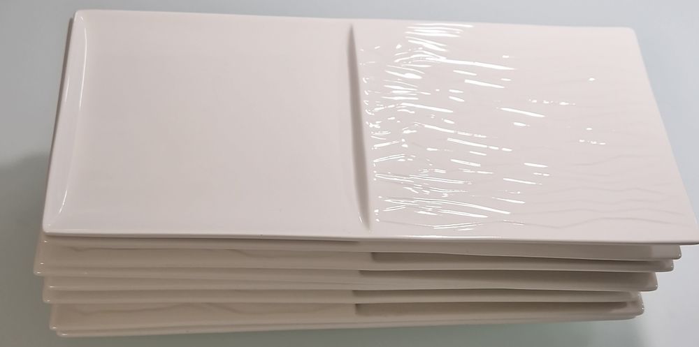 PATIKIL 4er Set Rechteckige Plastikteller – 23x14 Cm, Grün, Aus PP, Unzerbrechlich & Wiederverwendbar