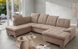 XL WOHNLANDSCHAFT SAMTVELOUR BRAUN  -50%