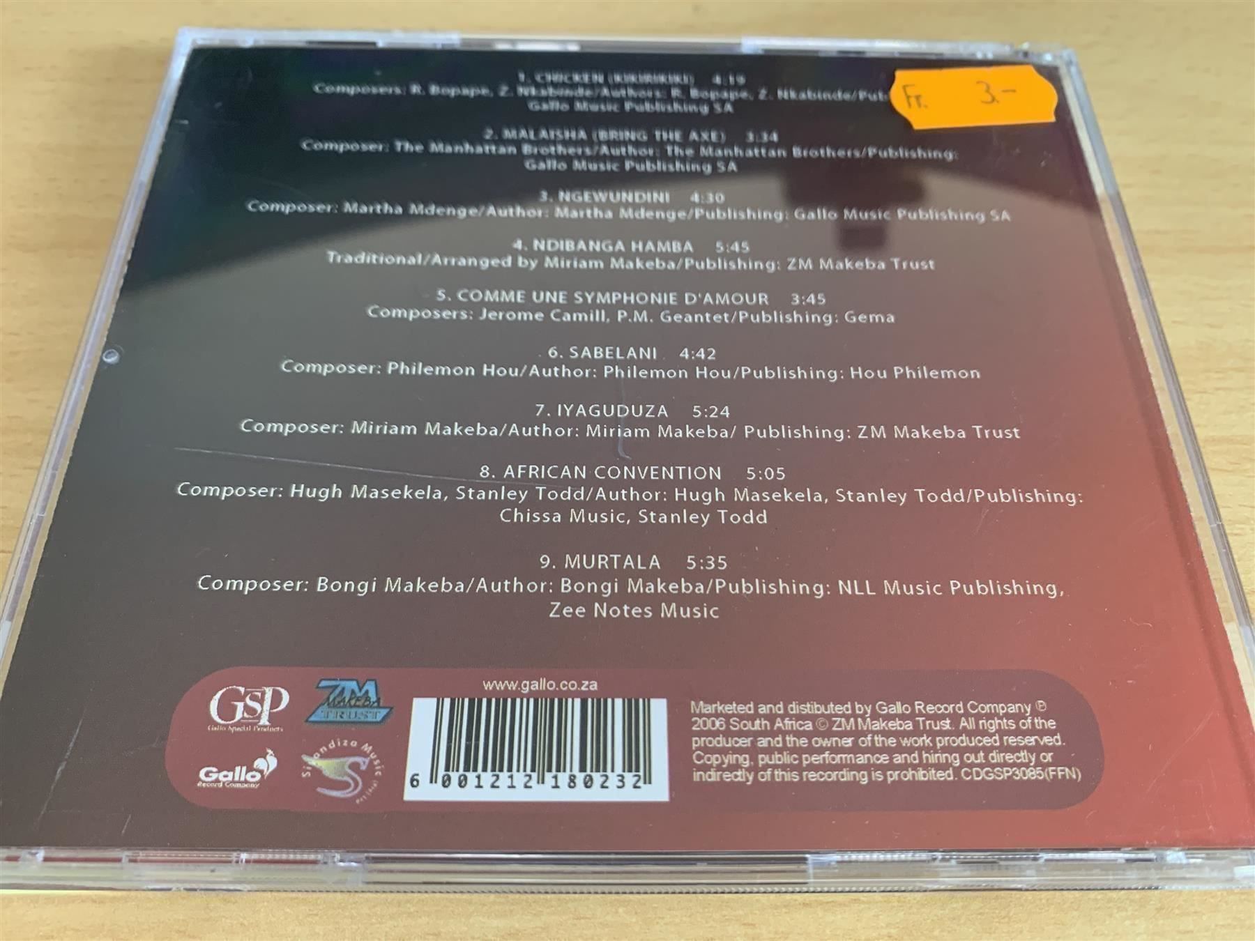 CD: Miriam Makeba – Sabelani – Usato da Rikon im Tösstal venduto da Alpenmutz 1