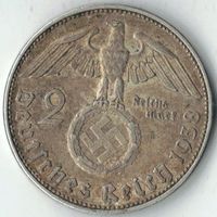 Münze Deutschland DR 3.Reich HINDENBURG  2 Reichsmark 1938 E