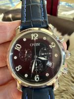 Chronograph Christ, blaues Lederband, 38 mm, gebraucht