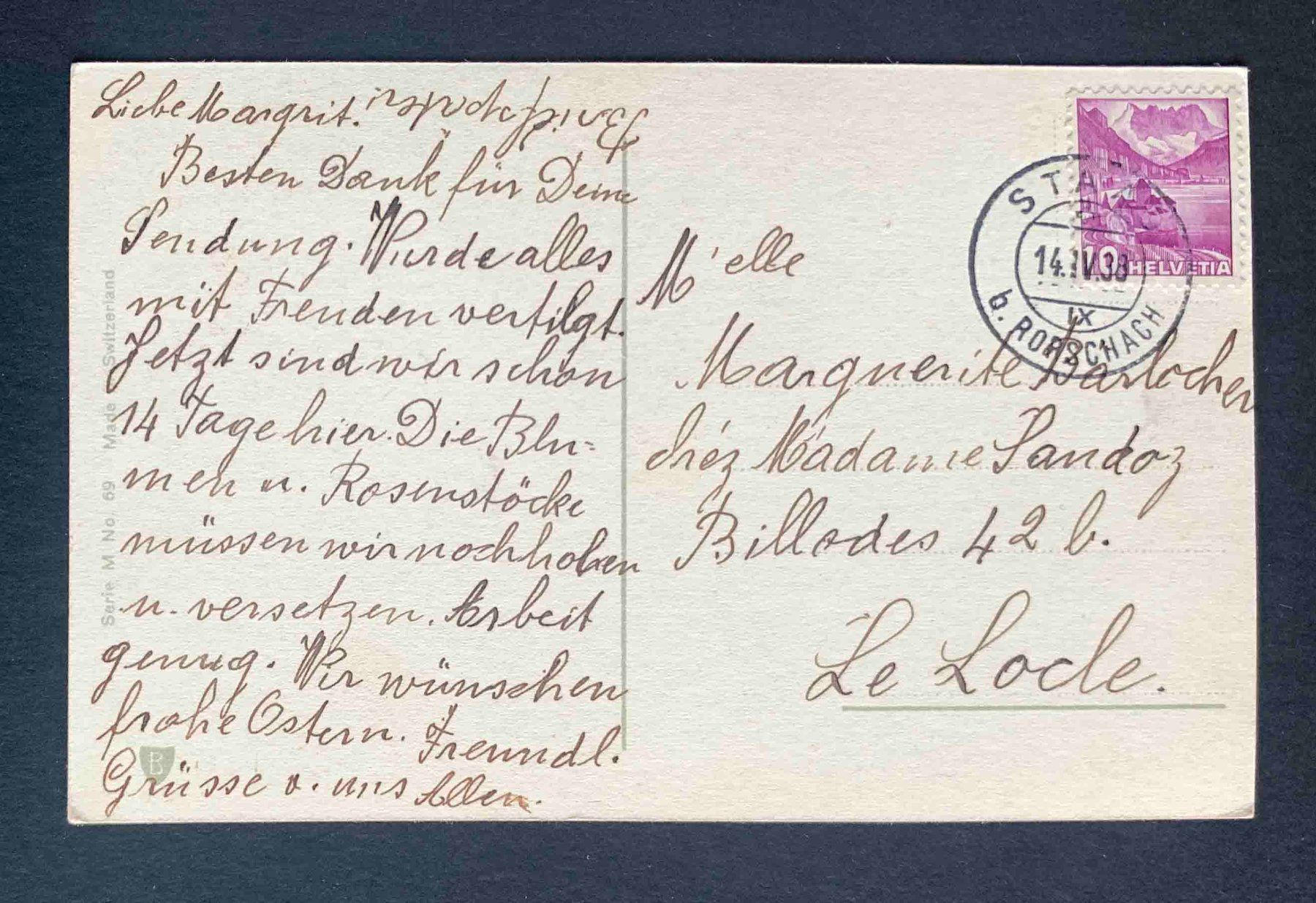 Cartoline postali: AK Blumenstrauss Kunstkarte 1938 – Usato da Goldau venduto da Balkonia09 1