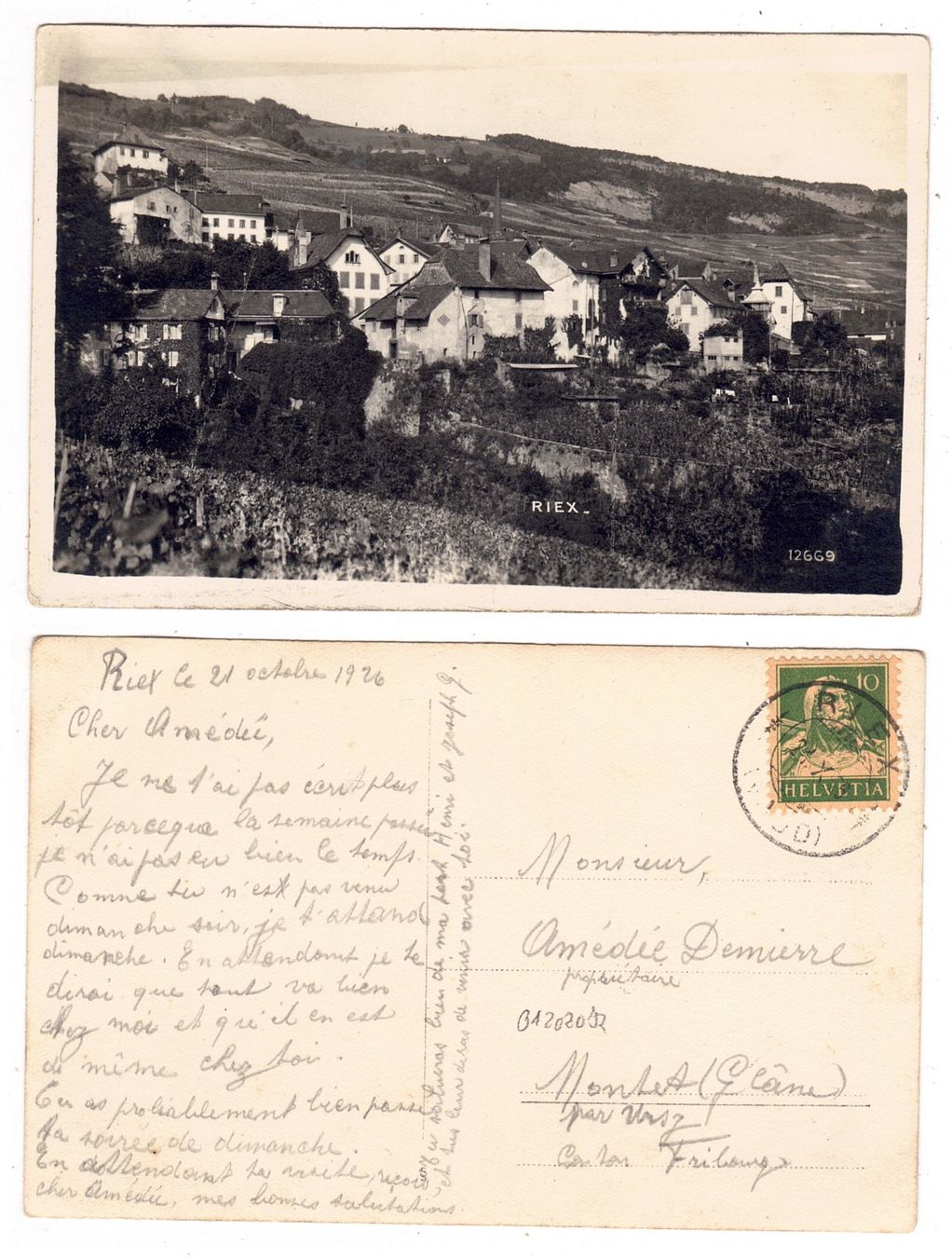 Cartoline postali: Riex – Usato da La Tour-de-Peilz venduto da amjust