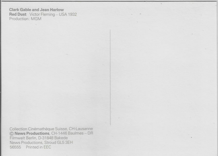 Cartoline postali: Clark Gable & Jean Harlow - Red Dust – Usato da Ettingen venduto da Kartenplanet 1