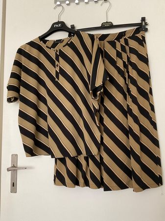 Joseph Janard Zweiteiler Rock & Bluse Gr 38 schwarz/olive