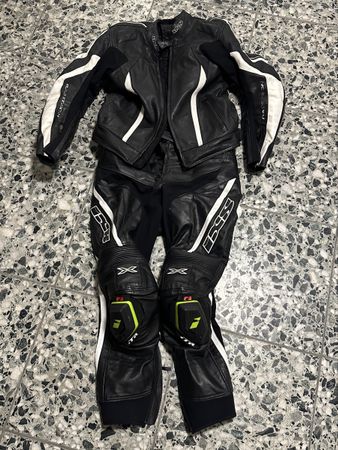 IXS Motorcycle Leather Suit Black White EU Size 50