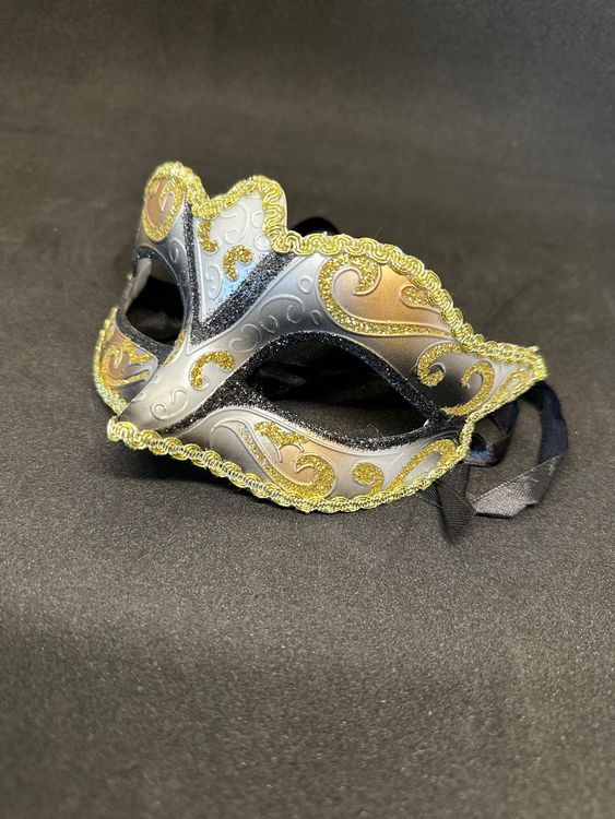 Danzetta Venezianische Maske Schwarz – Metall, Mit Kristallbesatz, Ca. 17 Cm Breit