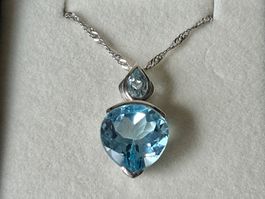 Anhänger Blauen Topas, Silber 925, NEU