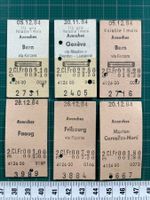 Avenches, 6 alte Bahn Billette, SBB, 1984
