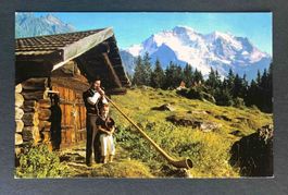 AK Wengen Alphornbläser und Sennenbub