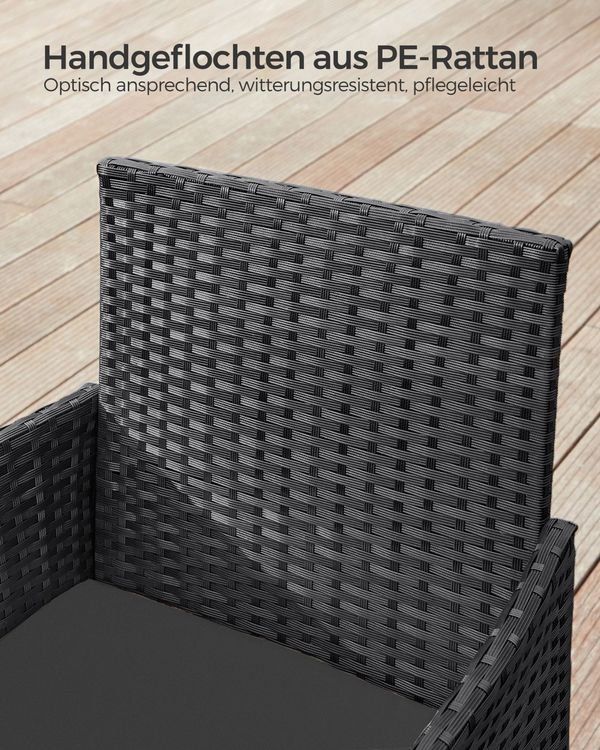 Set di tavolo e panche: Balkonmöbel Gartenmöbel Set Polyrattan Lounge Schwarz JONAS – Nuovo e nell'imballaggio originale da Lachen SZ venduto da MAMORU-MOEBEL 3