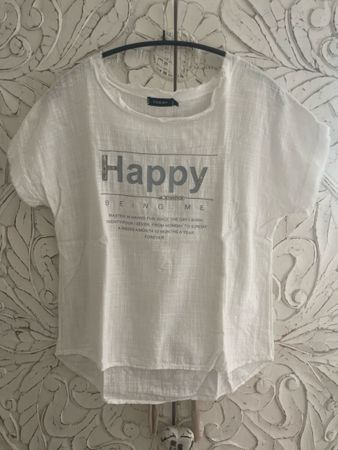 T-Shirt "Happy Being Me", Gr. M , Leinen