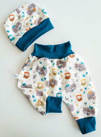 Sweat Pumphose 56/62 & Mütze 4M Set -Bär & Eule - NEU
